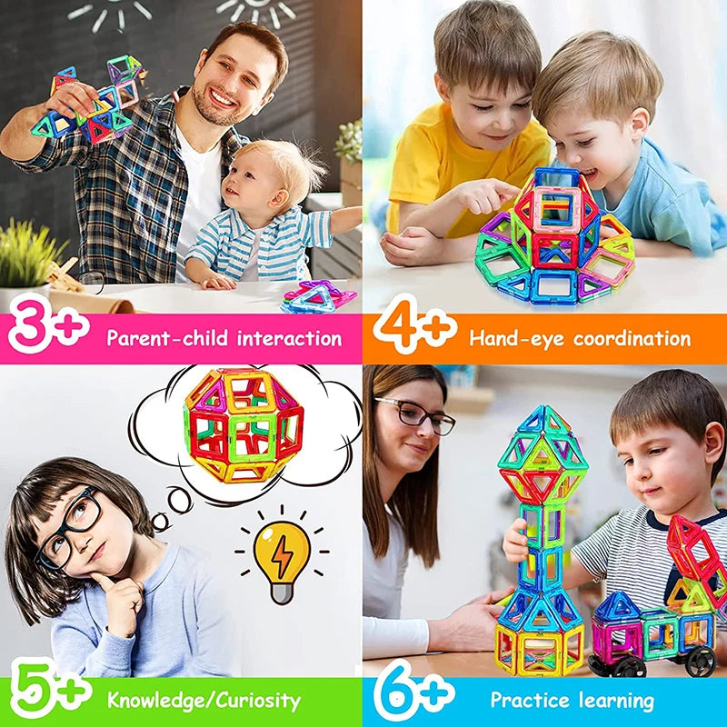 Blocs de Construction Magnétiques – Mini Format (64 à 184 pièces)