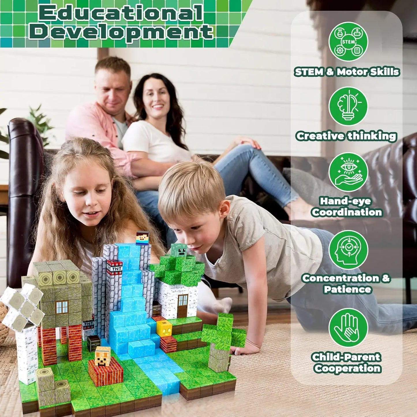 Coffret 192 Pièces – Blocs de Construction Magnétiques Mine Magnet World