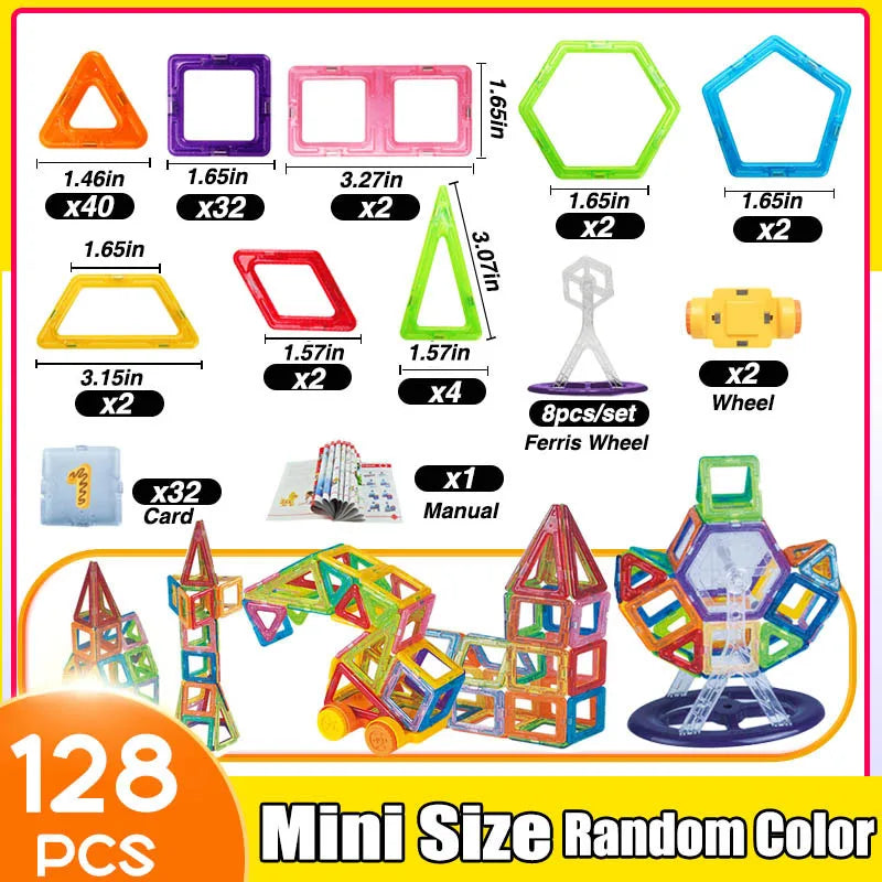 Blocs de Construction Magnétiques – Mini Format (64 à 184 pièces)