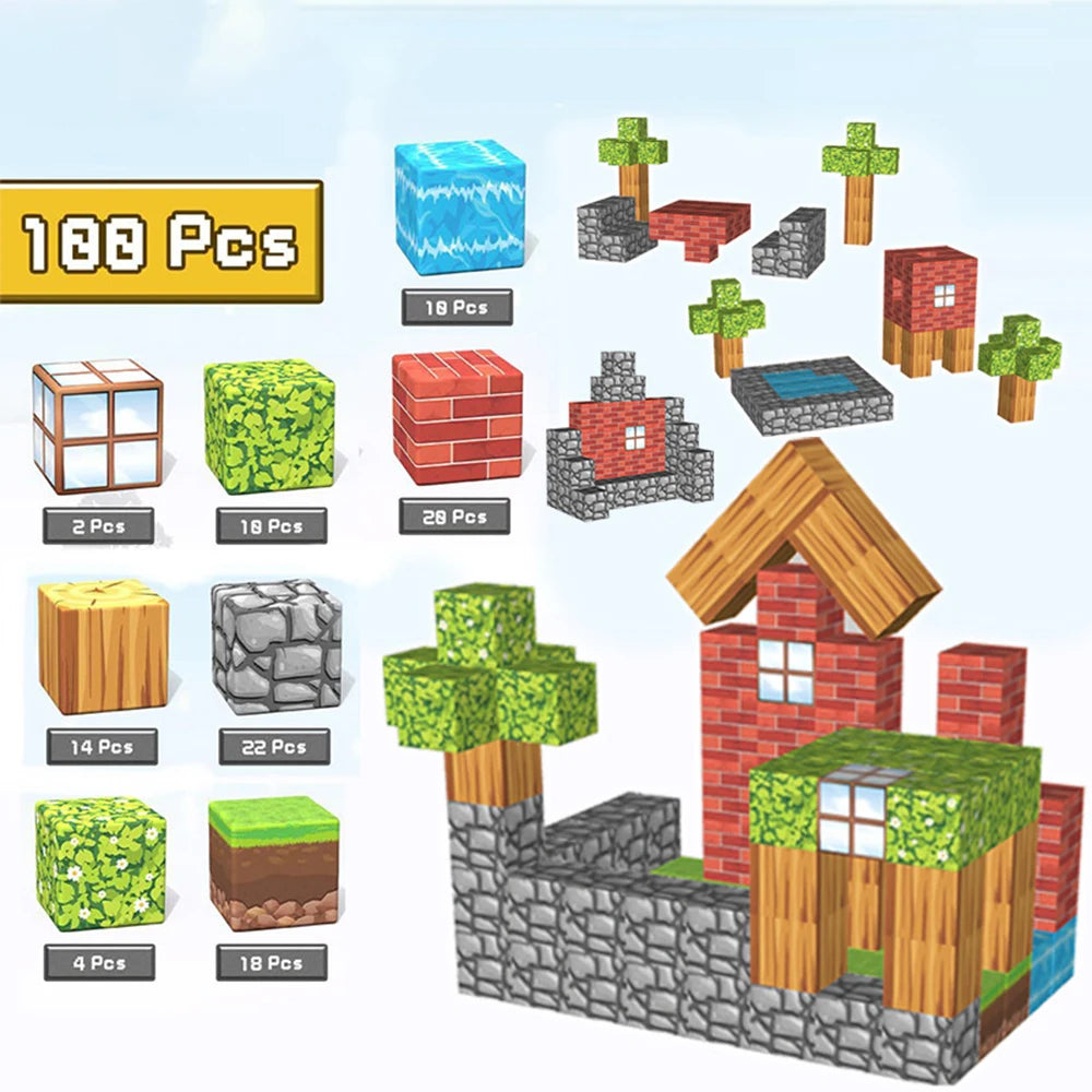 Coffret 192 Pièces – Blocs de Construction Magnétiques Mine Magnet World
