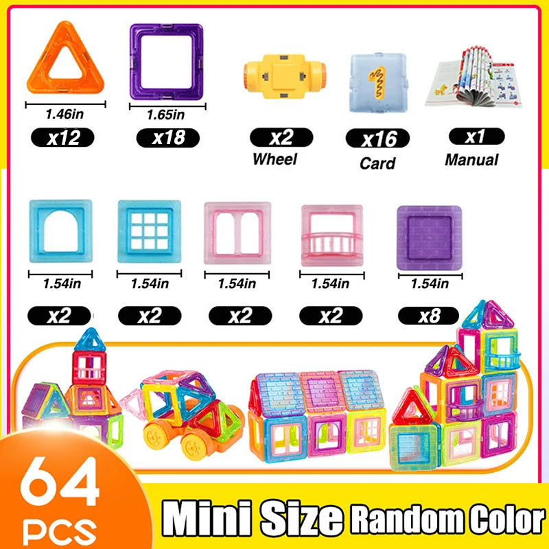 Blocs de Construction Magnétiques – Mini Format (64 à 184 pièces)