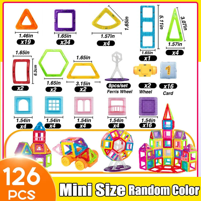 Blocs de Construction Magnétiques – Mini Format (64 à 184 pièces)