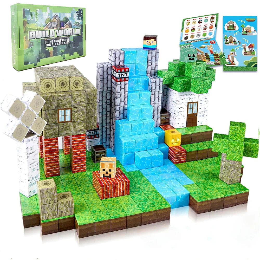 Coffret 192 Pièces – Blocs de Construction Magnétiques Mine Magnet World