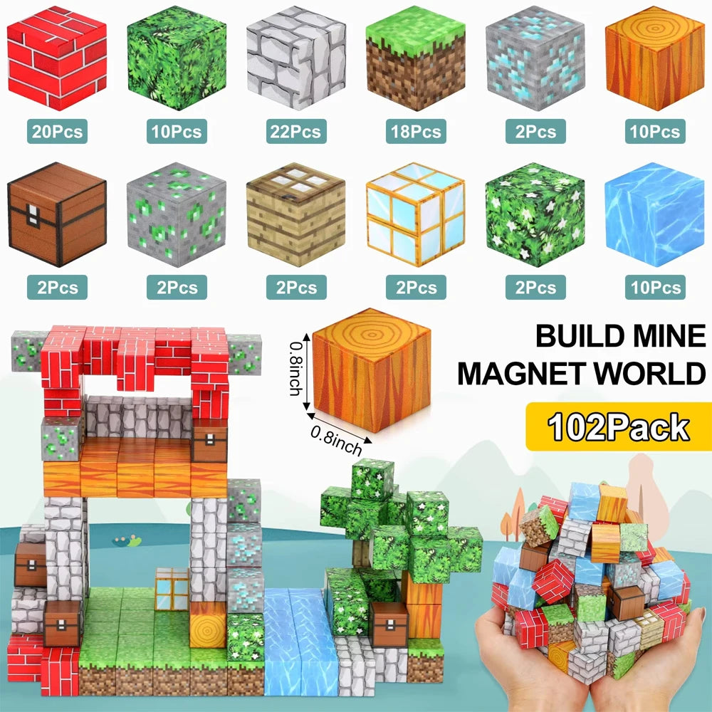 Coffret 192 Pièces – Blocs de Construction Magnétiques Mine Magnet World