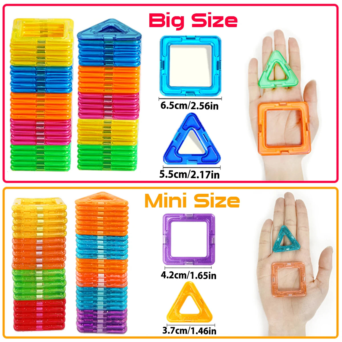 Blocs de Construction Magnétiques – Grandes et Petites Tailles