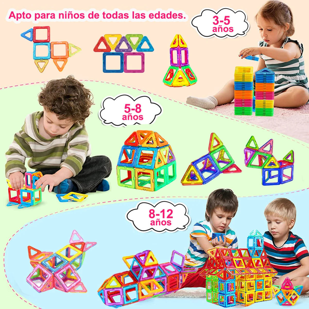 Blocs de Construction Magnétiques – Grandes et Petites Tailles