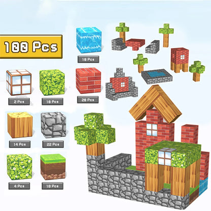 Coffret 192 Pièces – Blocs de Construction Magnétiques Mine Magnet World